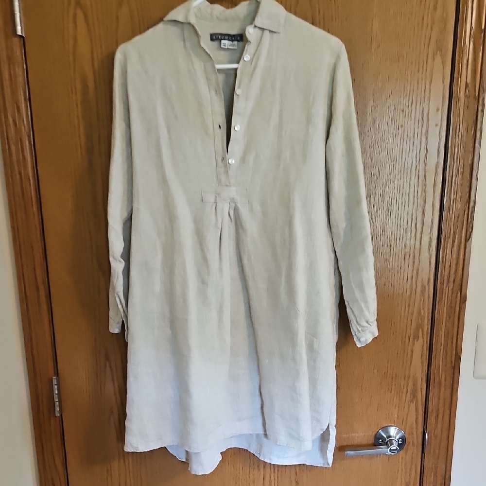 Artemesia Collar Tunic, Natural Linen